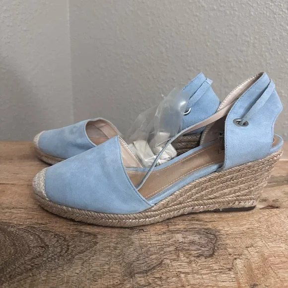 SCHUTZ Sky Blue Suede Espadrille Wedge Sandals - Picture 6 of 7
